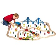 HM First Learning - Houten Trein Set - 100 Stuks - In Opbergbak