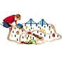 First Learning - Houten Trein Set - 100 Stuks - In Opbergbak