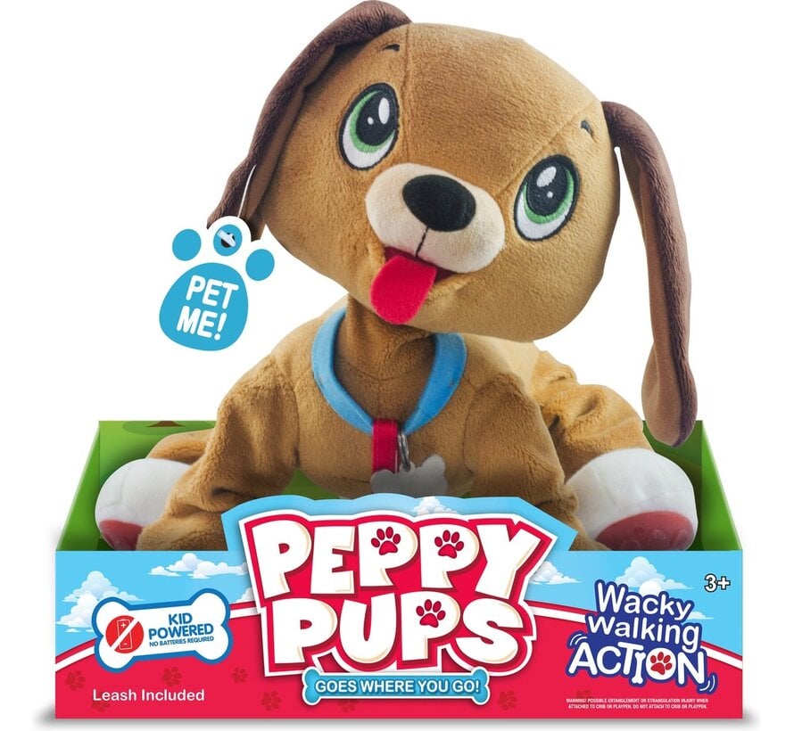 Peppy Pups - Bruine knuffelhond - Interactief