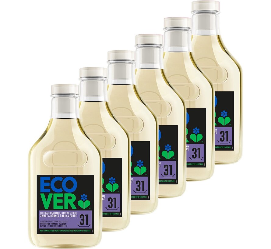 Wasmiddel (1,43L) - Zwart & Donker - Limoen & Lotus - 6x 31 wasbeurten