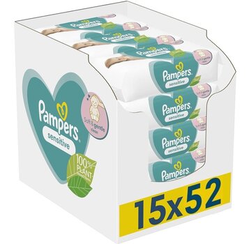 Pampers Sensitive Billendoekjes / Babydoekjes - 780 doekjes (15x52 stuks)