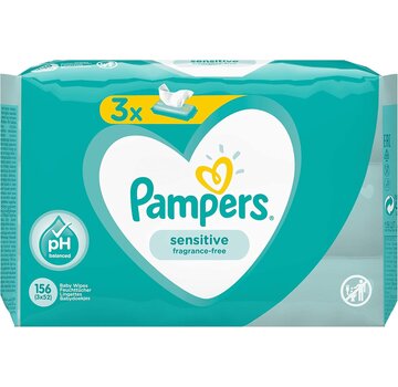 Pampers Sensitive Billendoekjes / Babydoekjes - 156 doekjes (3x52 stuks)