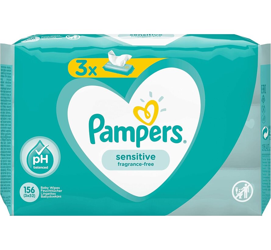 Sensitive Billendoekjes / Babydoekjes - 156 doekjes (3x52 stuks)