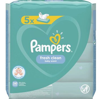 Pampers Fresh Clean Billendoekjes / Babydoekjes - 260 doekjes (5x52 stuks)