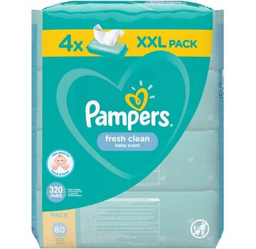Pampers Fresh Clean Billendoekjes / Babydoekjes XL - 4x 80 stuks c