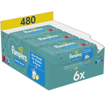 Pampers Fresh Clean Billendoekjes / Babydoekjes XL - 6x 80 stuks