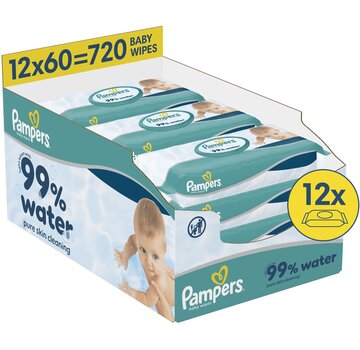 Pampers 99% Water Billendoekjes / Babydoekjes - 12x 60 stuks