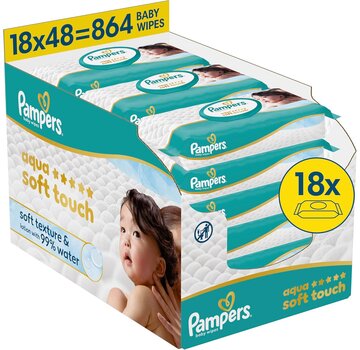 Pampers Aqua Soft Touch Billendoekjes / Babydoekjes - 18x 48 stuks