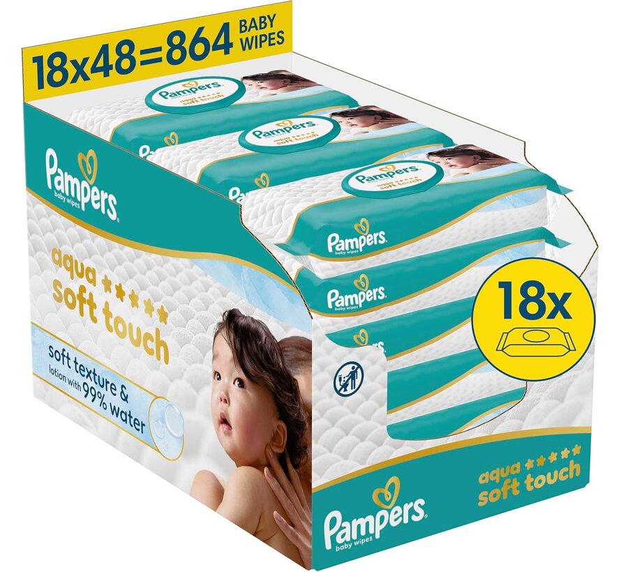 Aqua Soft Touch Billendoekjes / Babydoekjes - 18x 48 stuks