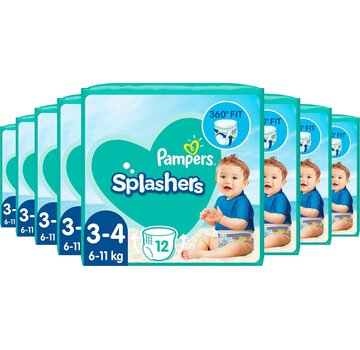 Pampers Splashers - Maat 3-4 (6kg-11kg) - 8x 12 Wegwerpbare Zwemluiers