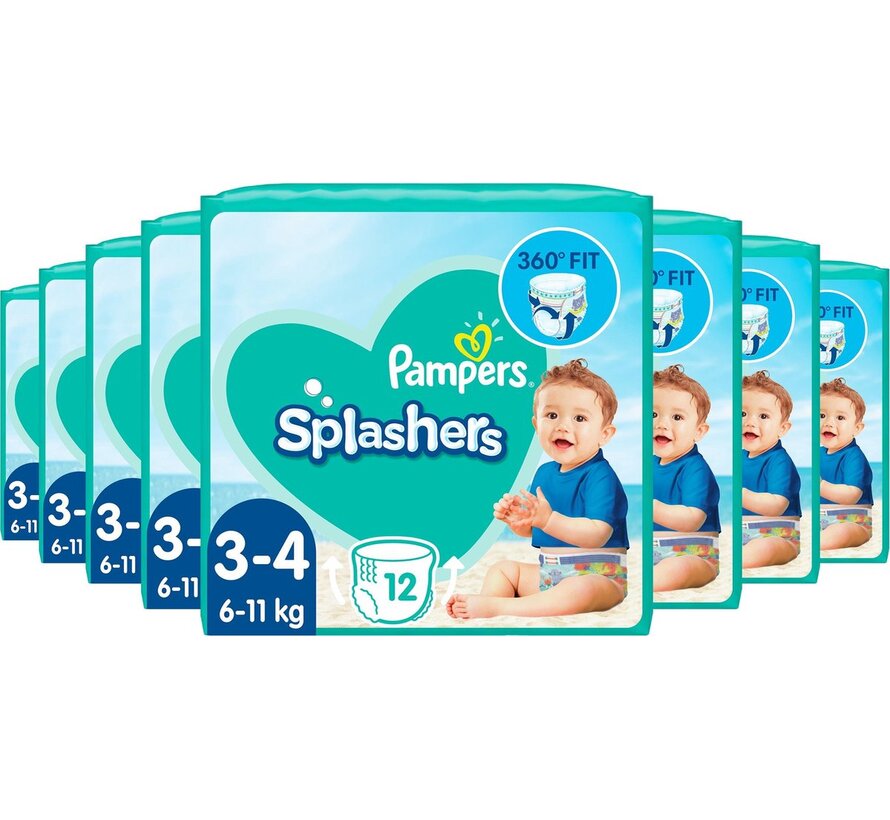 Splashers - Maat 3-4 (6kg-11kg) - 8x 12 Wegwerpbare Zwemluiers