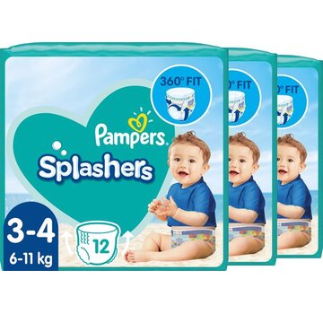 Pampers Splashers - Maat 3-4 (6kg-11kg) - 3x 12 Wegwerpbare Zwemluiers