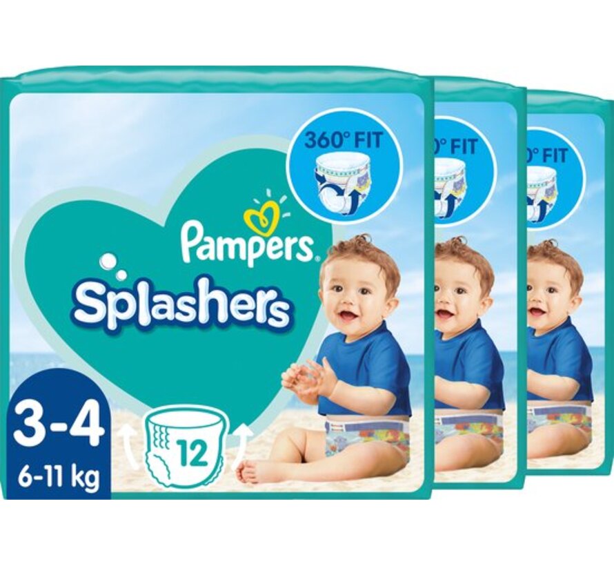 Splashers - Maat 3-4 (6kg-11kg) - 3x 12 Wegwerpbare Zwemluiers