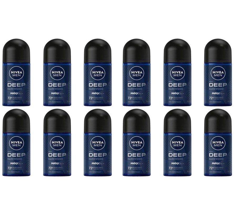 Men Deep Darkwood - Deodorant Roller - 12x 50ml