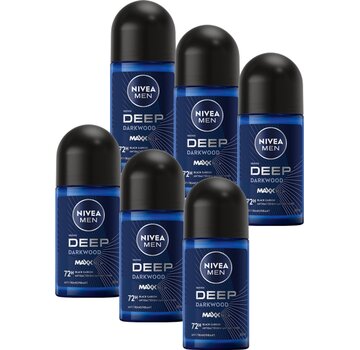 Nivea Men Deep Darkwood - Deodorant Roller - 6x 50ml