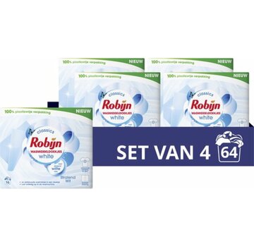 Robijn Stralend Wit - Wasmiddeldoekjes - 4x 16 stuks c