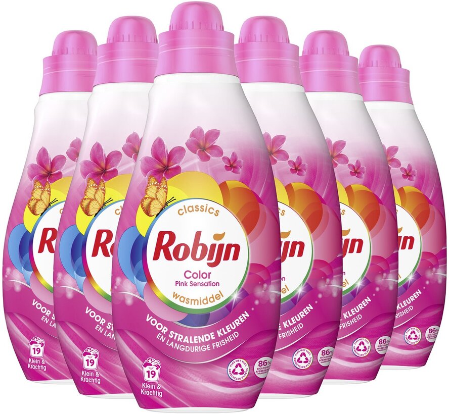 Pink Sensation - Klein & Krachtig - Vloeibaar wasmiddel (665ml) - 6x 19 wasbeurten