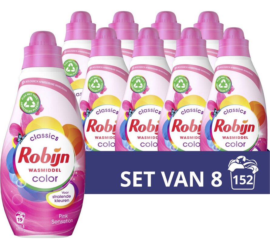 Pink Sensation - Klein & Krachtig - Vloeibaar wasmiddel (665ml) - 8x 19 wasbeurten