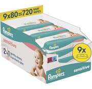 Pampers Sensitive Billendoekjes / Babydoekjes XL - 9x 80 stuks