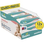 Pampers Sensitive Billendoekjes / Babydoekjes XL - 12x 80 stuks