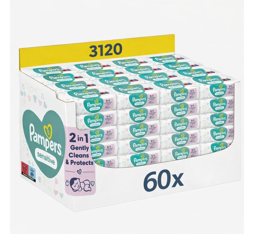 Sensitive Billendoekjes / Babydoekjes - 60x 52 stuks