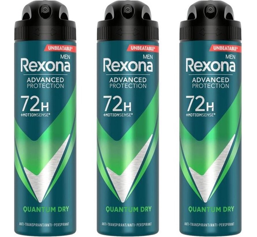 Men Quantum Dry - Advanced Protection - Deodorant Spray - 3x 150ml