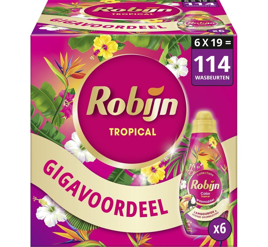 Color Tropical - Klein & Krachtig - Vloeibaar wasmiddel (665ml) - 6x 19 wasbeurten