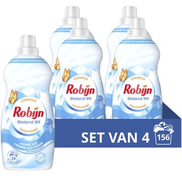 Robijn Stralend Wit - Klein & Krachtig - Vloeibaar wasmiddel - 4x 39 wasbeurten