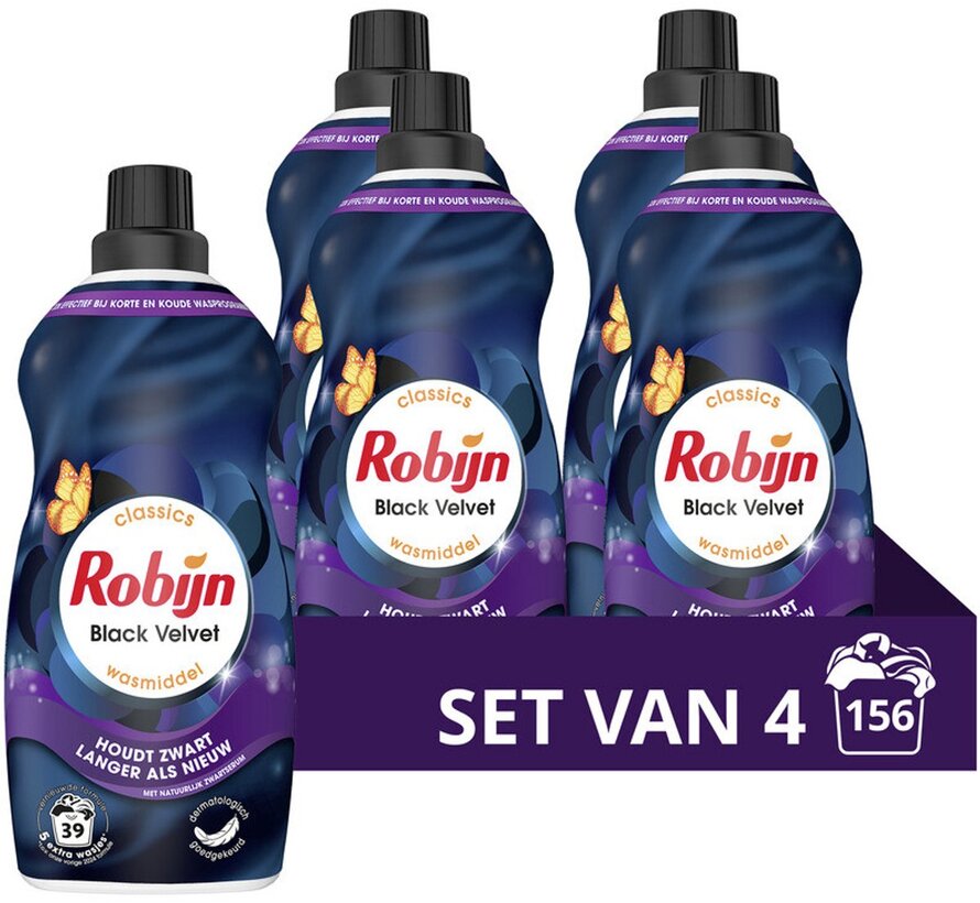 Black Velvet - Klein & Krachtig - Vloeibaar wasmiddel - 4x 39 wasbeurten