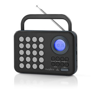 Nedis FM radio klok - Wekker - PPL - 3W - zwart/grijs - MicroSD + USB