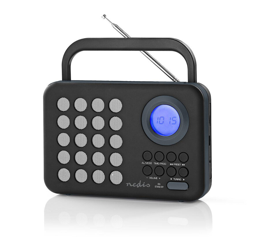 FM radio klok - Wekker - PPL - 3W - zwart/grijs - MicroSD + USB