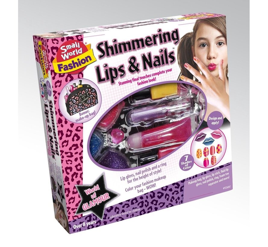 Shimmering Lips & Nails - Glinsterende lippen en Nagels + etui
