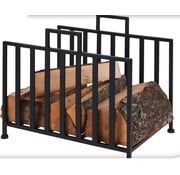 Ambiance BBQ - metalen houtopslag standaard - zwart - 41x31x35cm
