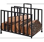 BBQ - metalen houtopslag standaard - zwart- 41x31x35cm