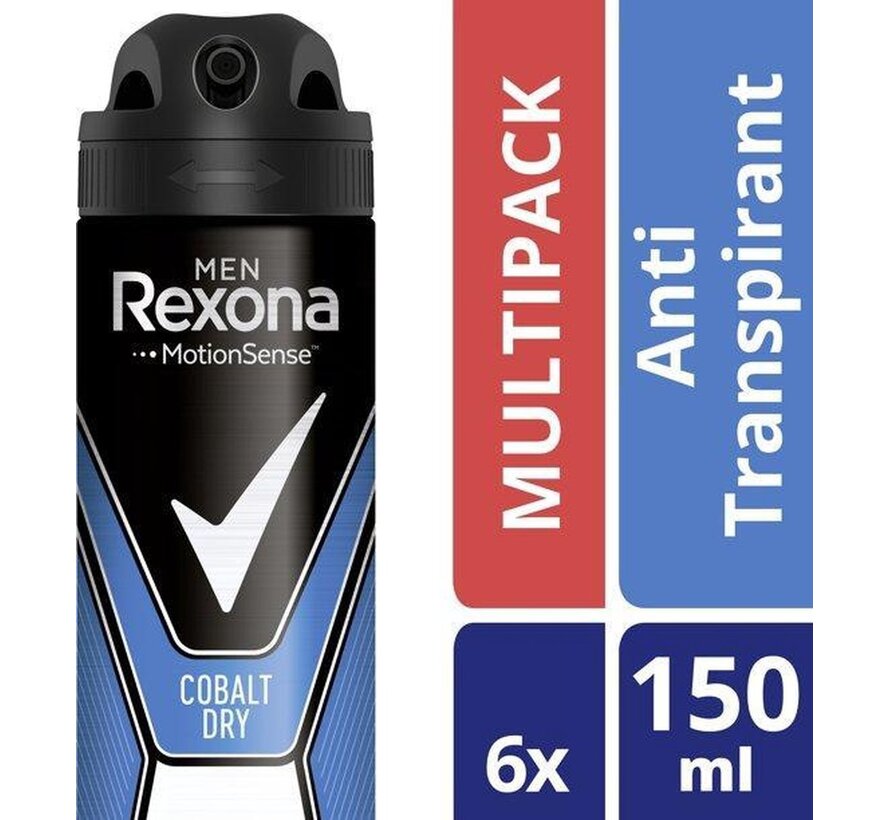 Men Cobalt Dry - Deodorant Spray - 6x 150ml - Voordeelverpakking