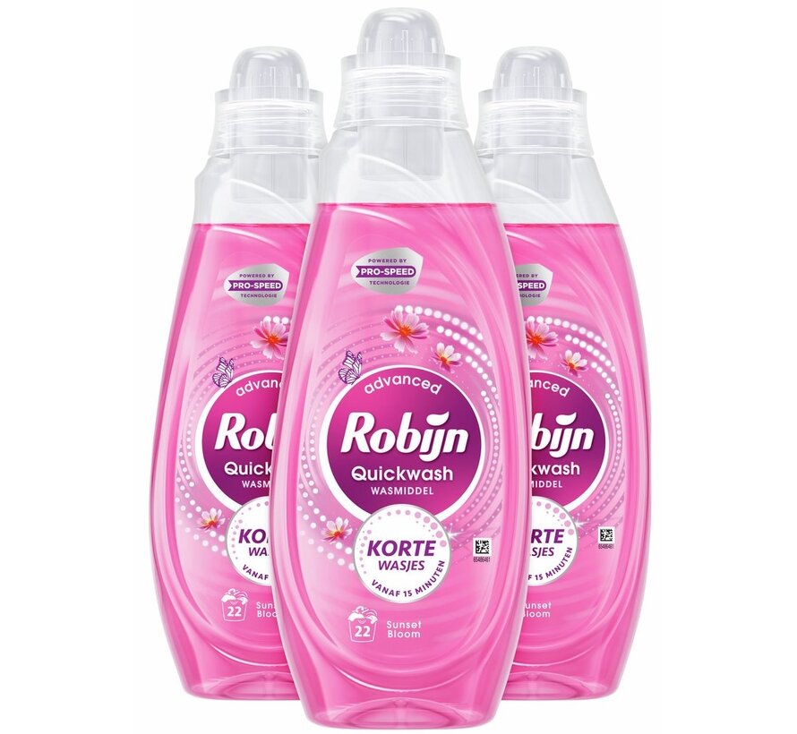 Quickwash - Sunset Bloom - Vloeibaar wasmiddel 837ml - 3x 22 wasbeurten