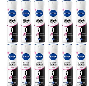 Nivea Invisible Black & White Original Clear - Deodorant Spray - 12x 150ml
