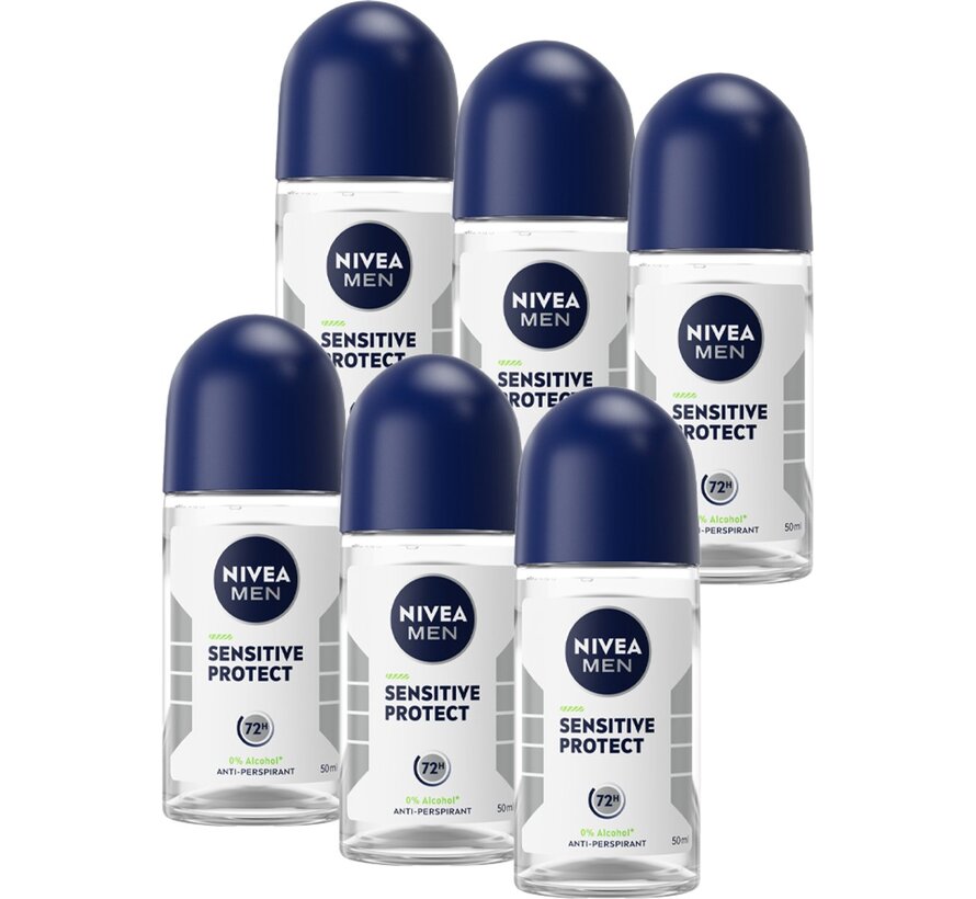 Men Sensitive Protect - Deodorant Roller - 6x 50ml - Voordeelverpakking