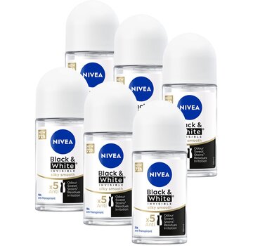 Nivea Black & White Invisible Silky - Deodorant Roller - 6x 50ml