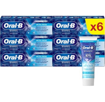 Oral-B Tandpasta - 3D White Arctic Fresh - 6x 75ml (3x 2pack)