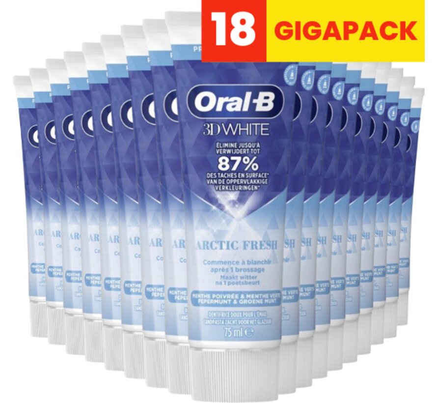 Tandpasta - 3D White Arctic Fresh - 18x 75ml (9x 2pack)