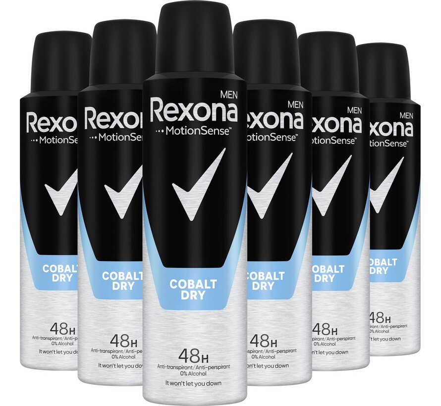 Men Cobalt Dry - Deodorant Spray - 6x 150ml - Voordeelverpakking