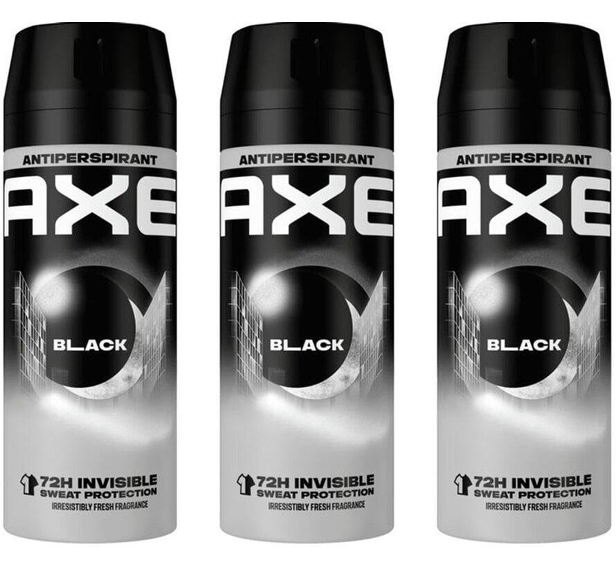 Black Dry Bodyspray / Deodorant Spray Men - 3x 150ml