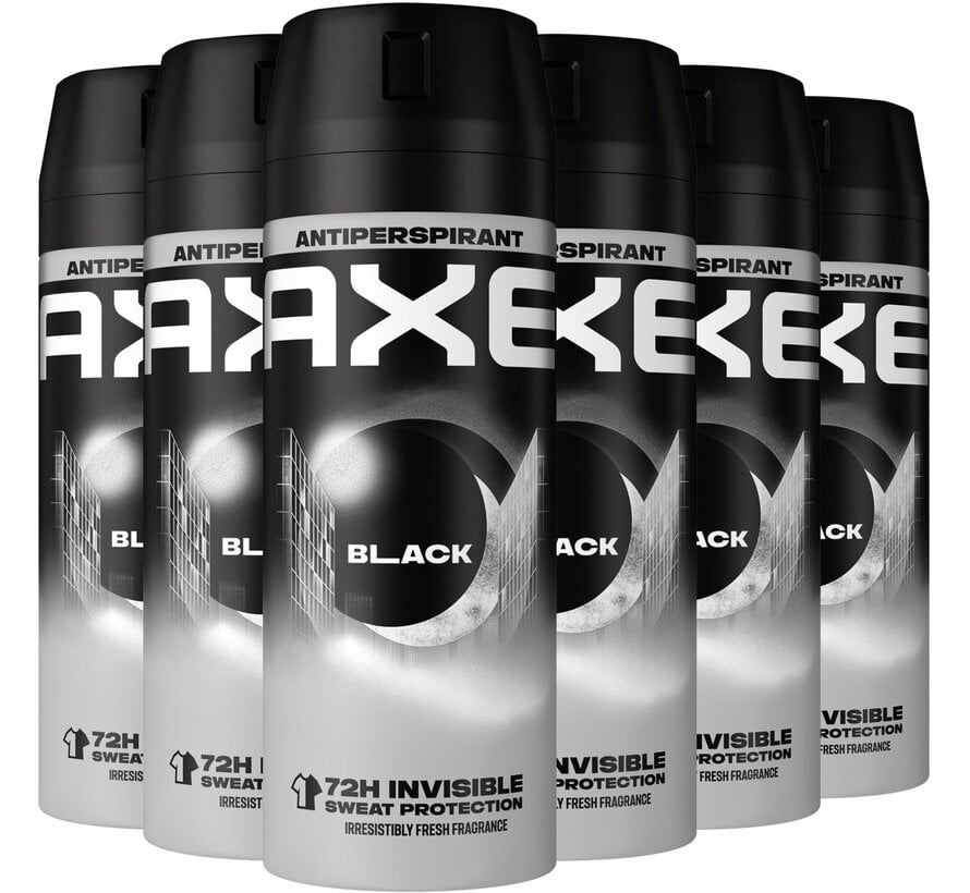 Black Dry Bodyspray / Deodorant Spray Men - 6x 150ml