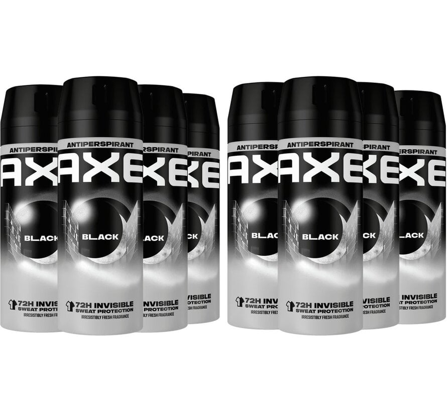 Black Dry Bodyspray / Deodorant Spray Men - 8x 150ml