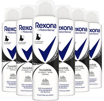 Rexona Motion Sense - Invisible Black & White - Deodorant Spray - 6x 150ml