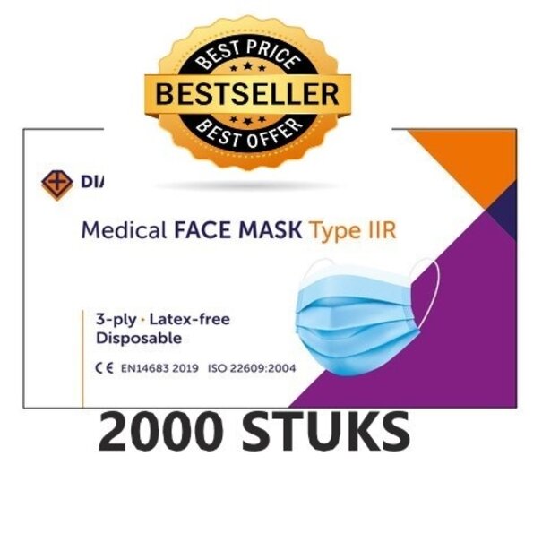 Diamond Medical  Medische Mondkapjes type IIR 2.000 STUKS