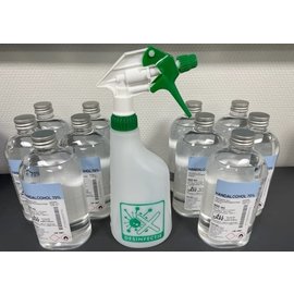 Sprayflacon desinfectie + 10 x 500 ml 70% alcohol