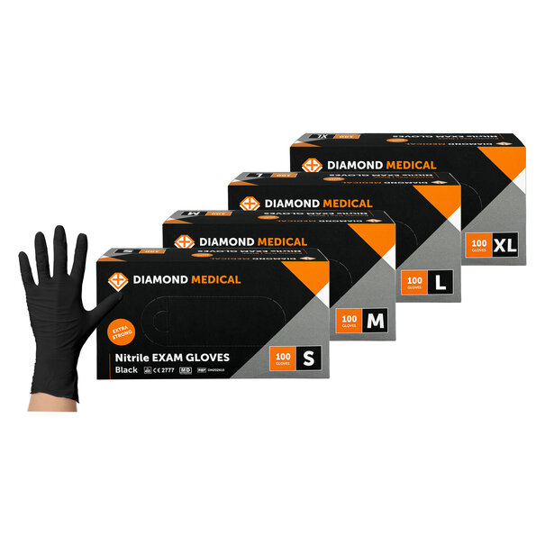 Diamond Medical Nitril handschoenen zwart EXTRA STRONG 100 stuks