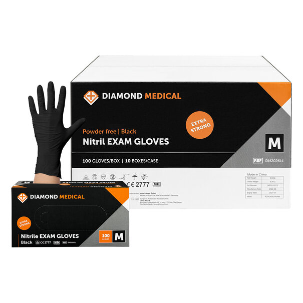 Diamond Medical Nitril handschoenen zwart EXTRA STRONG 1000 STUKS